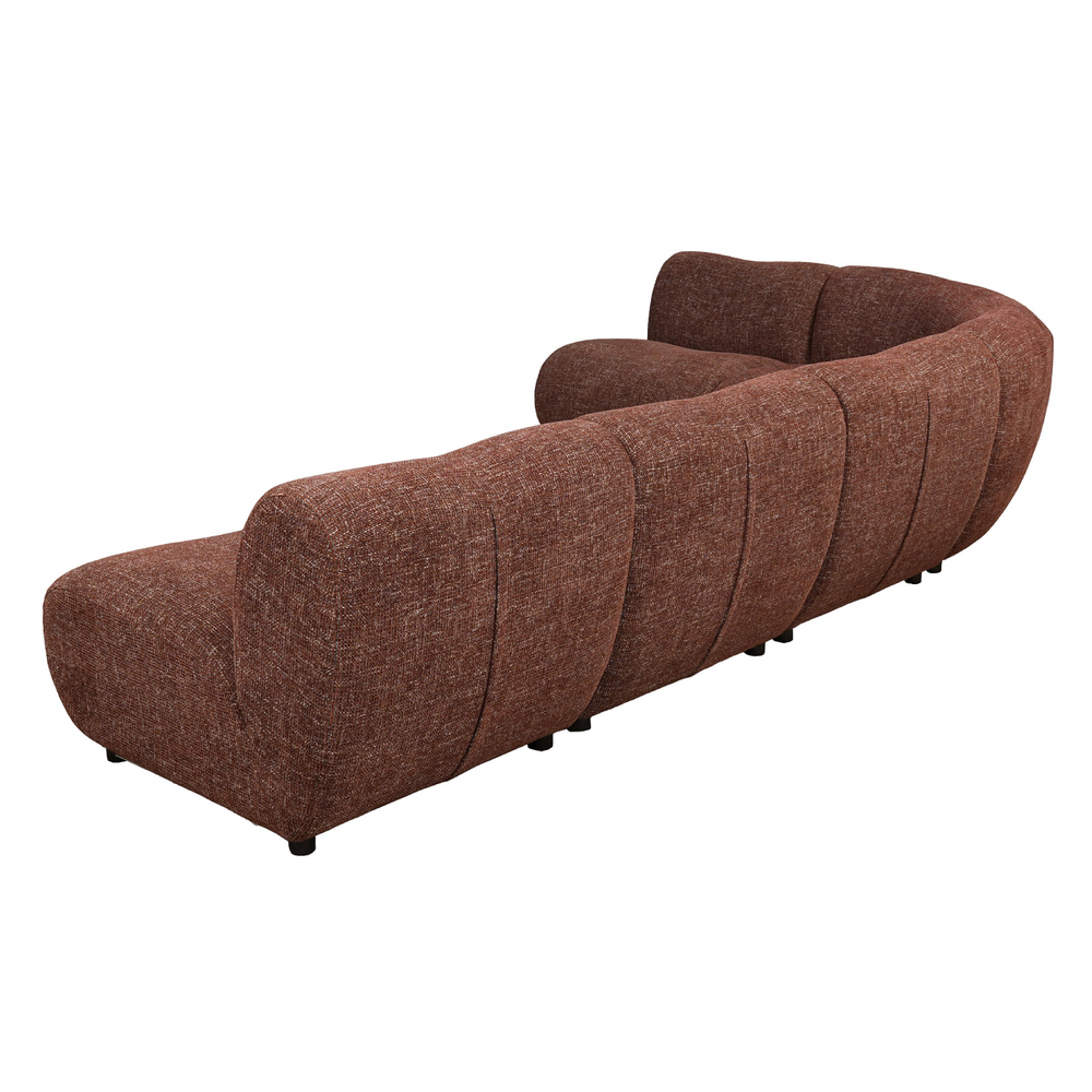 Moz - Modern Brick Red Fabric Sectional Sofa