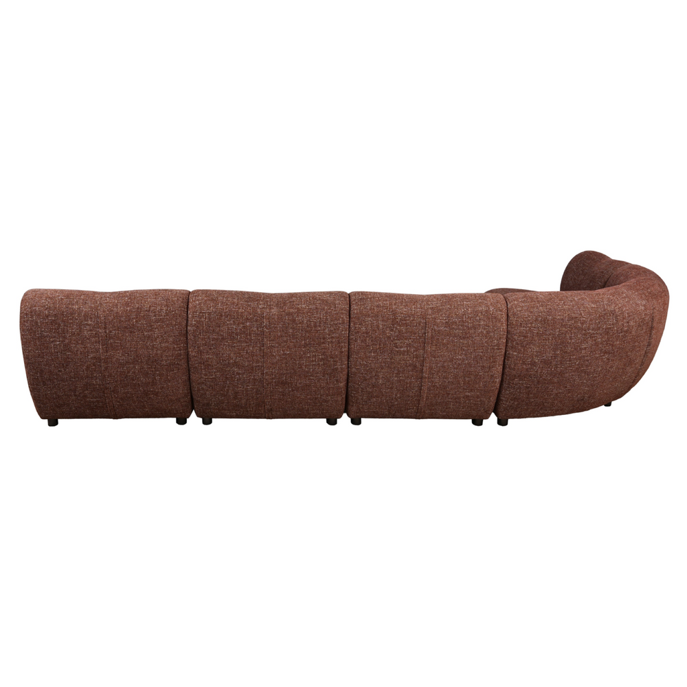 Moz - Modern Brick Red Fabric Sectional Sofa