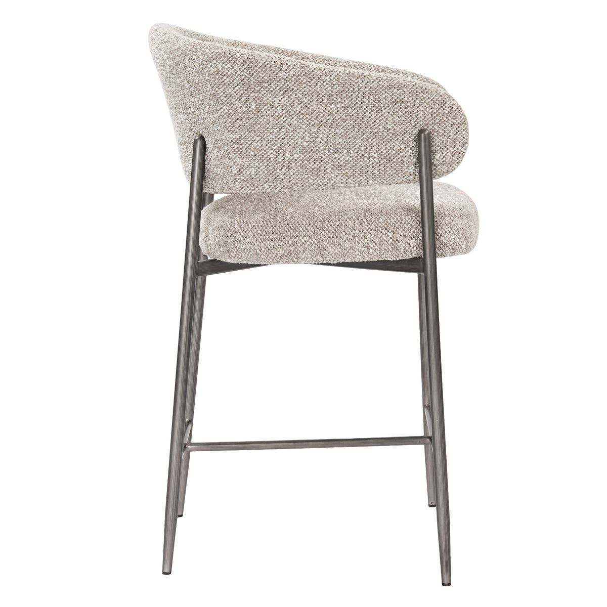 Thomas - Modern Grey Fabric + Pewter Counter Chair