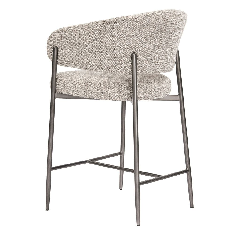 Thomas - Modern Grey Fabric + Pewter Counter Chair