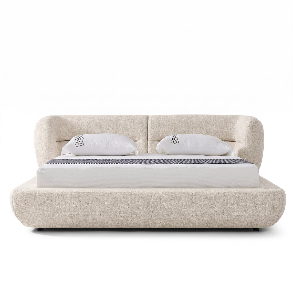 Eastern King Pasha - Modern Cream Fabric Bed