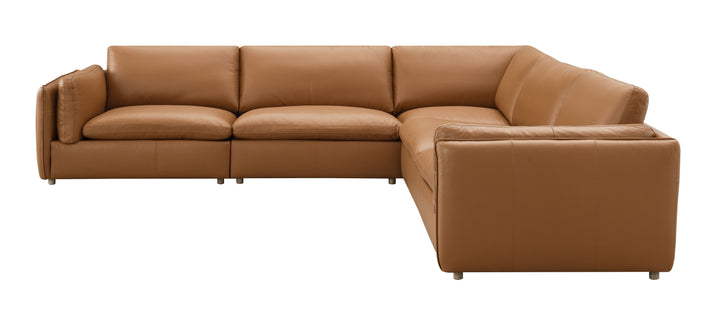 Brighton - Top Grain Leather 5 Pieces Modular Sectional - Brown
