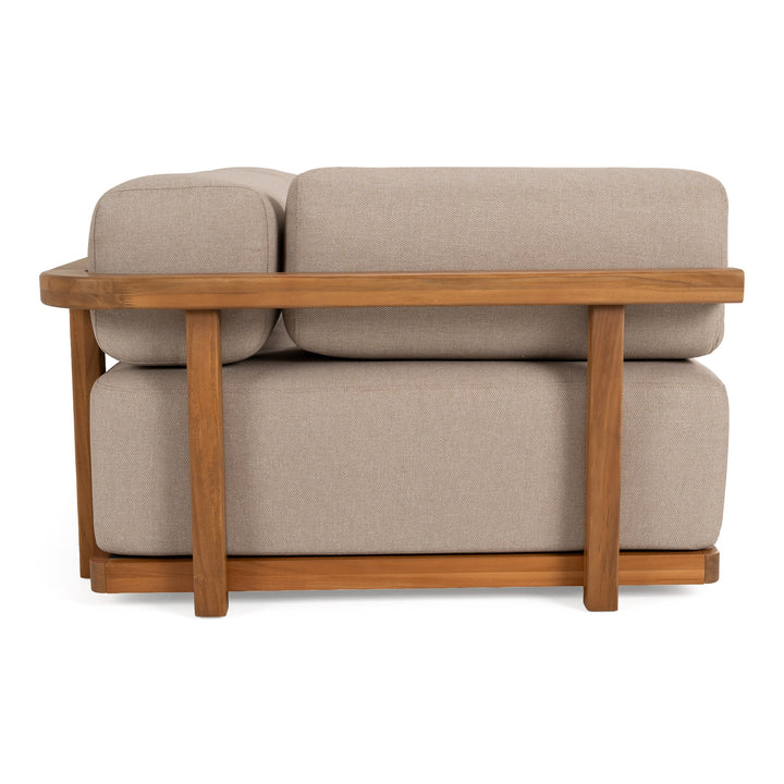 Saint Croix - Outdoor Light Brown Olefin Fabric + Teak 3-Piece Modular Sofa Set