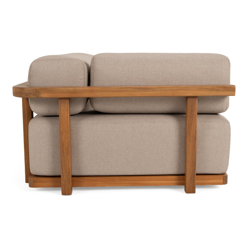 Saint Croix - Outdoor Light Brown Olefin Fabric + Teak 3-Piece Modular Sofa Set
