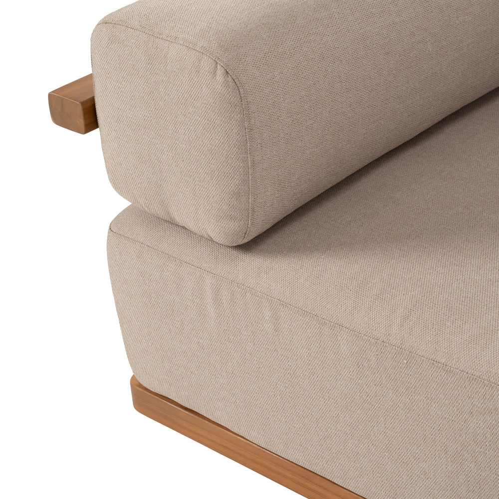 Saint Croix - Outdoor Light Brown Olefin Fabric + Teak 3-Piece Modular Sofa Set