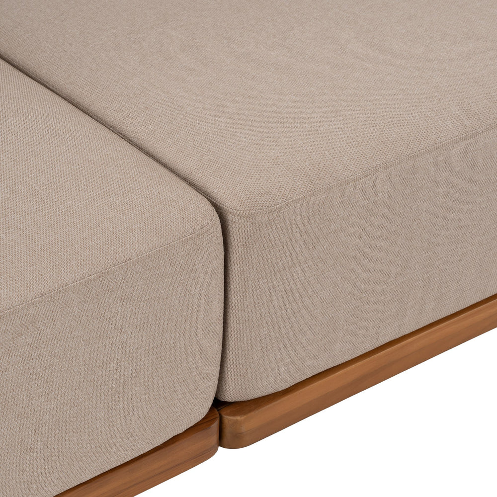 Saint Croix - Outdoor Light Brown Olefin Fabric + Teak 3-Piece Modular Sofa Set