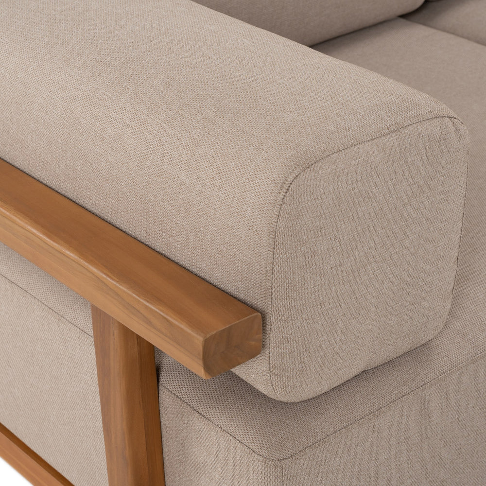 Saint Croix - Outdoor Light Brown Olefin Fabric + Teak 3-Piece Modular Sofa Set