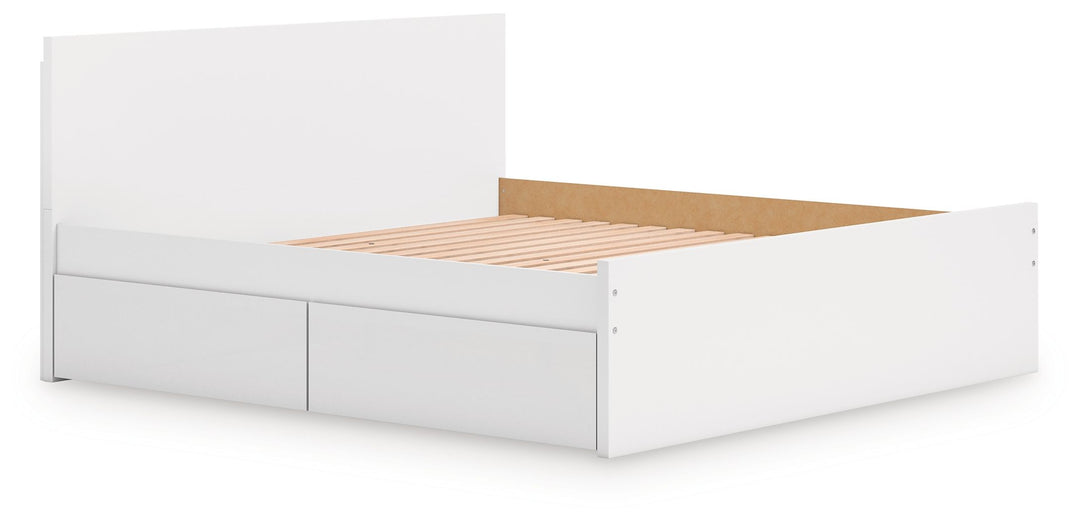Onita - King Panel Platform Bed With Storage - White by Ashley Furniture product image