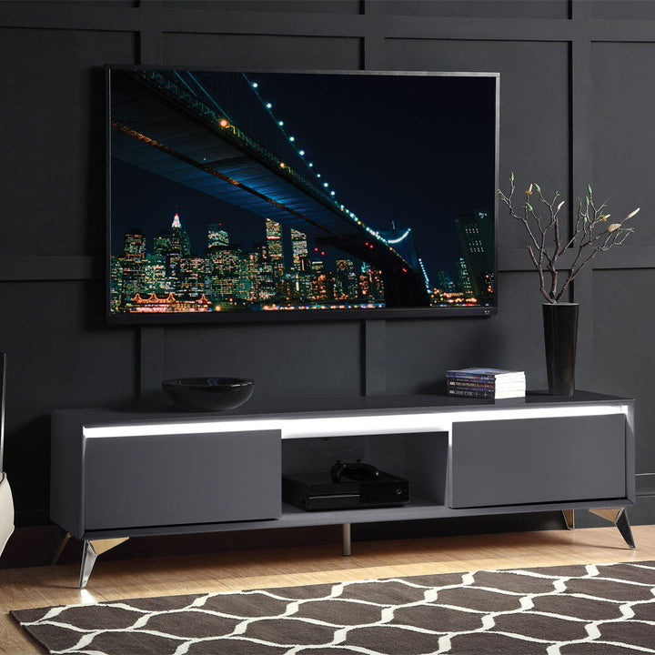 Raceloma - TV Stand - Gray & Chrome