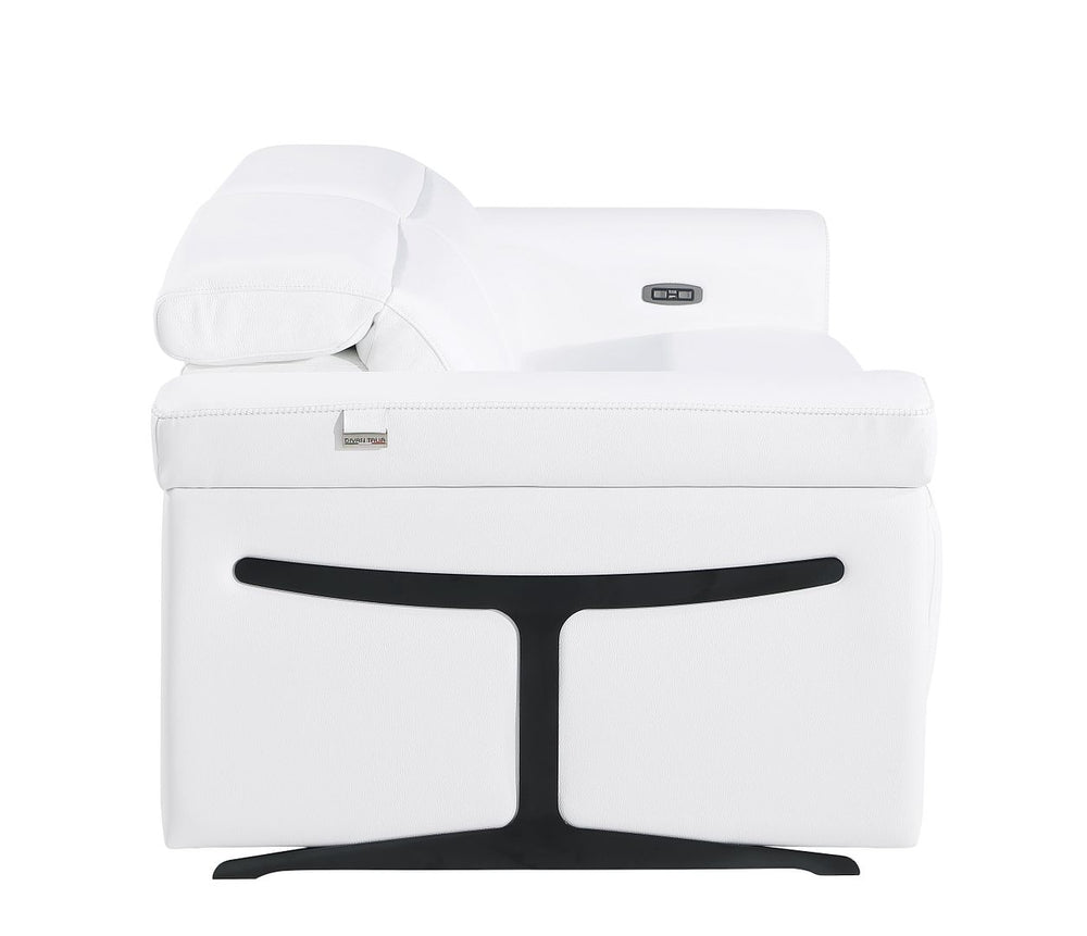 DivanItalia 1126 Power Reclining Sofa in Top Grain Italian Leather with 2 Power Recliners & Power Headrests - White