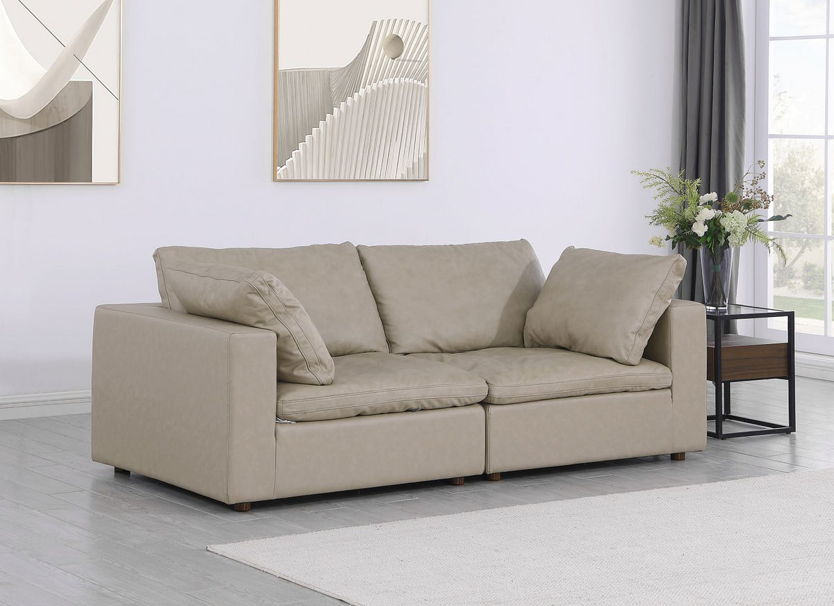 DivanItalia 1100 Modular Loveseat – Top-Grain Italian Leather - Beige