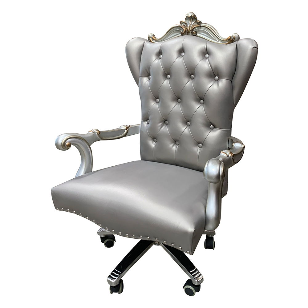 ACME Furniture Versailles Executive Office Chair Silver Synthetic Leath