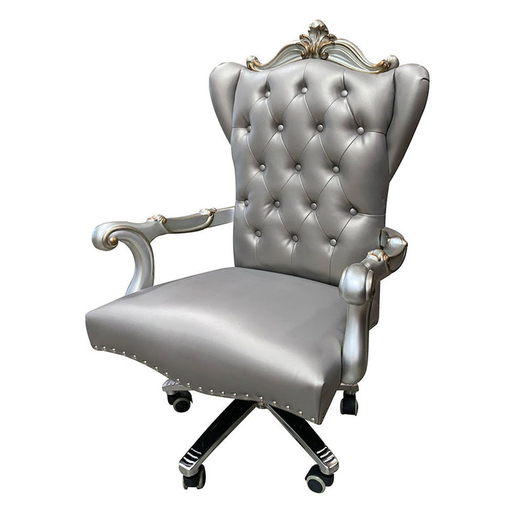 ACME Furniture Versailles Executive Office Chair Silver Synthetic Leath