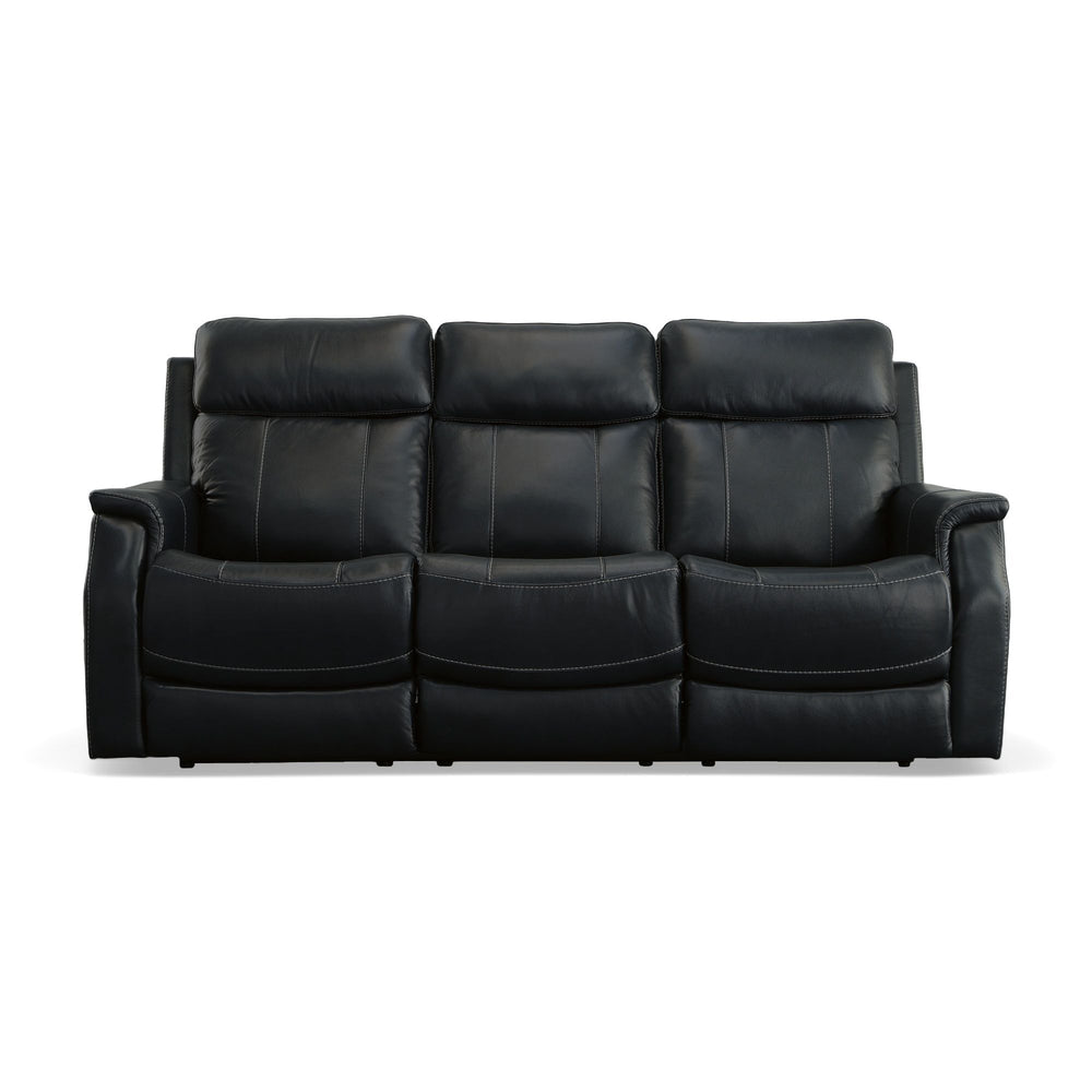 Easton Leather Power Reclining Sofa with Power Headrests & Lumbar in Ocean