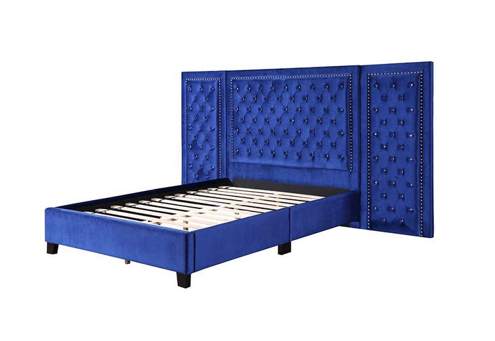 Damazy - Queen Bed - Blue Velvet