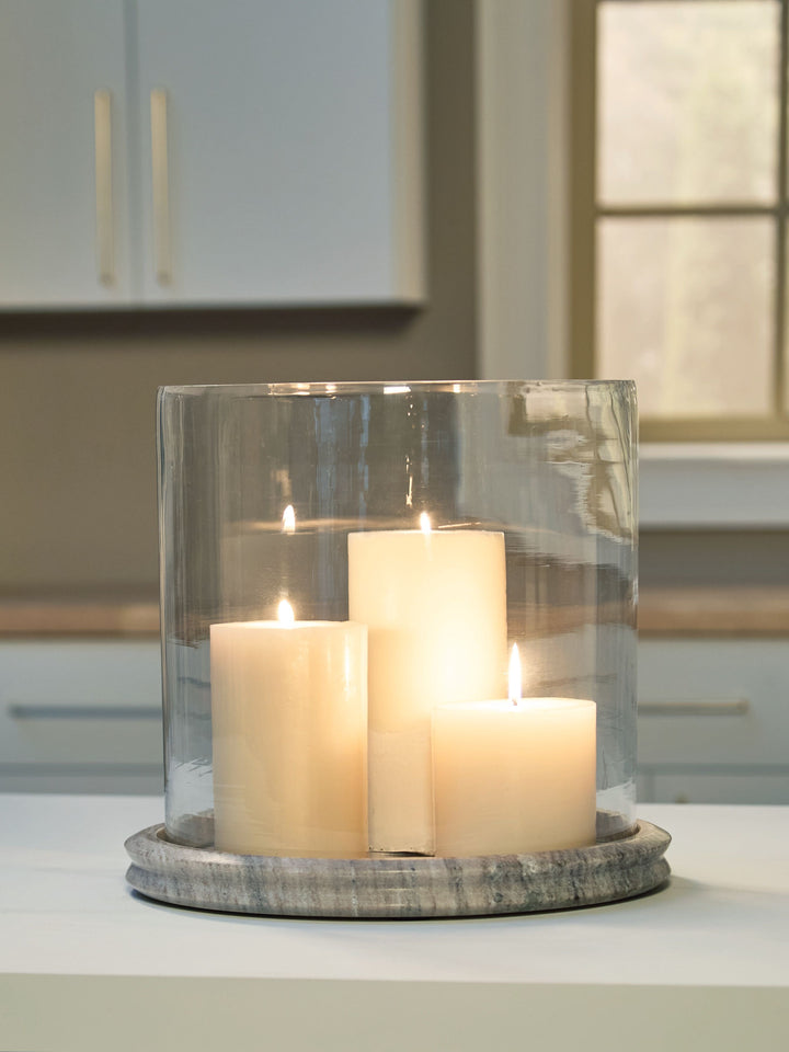 Saskia - Candle Holder - Clear / Beige by Ashley Furniture product image