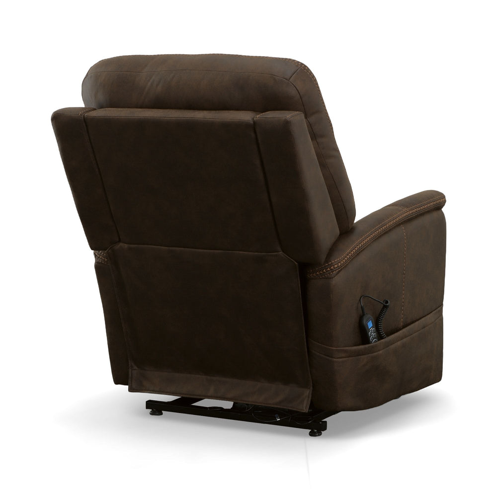 Atlas Fabric Power Lift Recliner with Power Headrest & Lumbar in Walnut