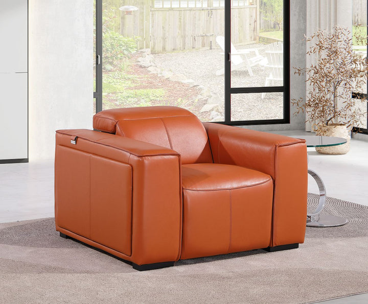 DivanItalia 1224 Top Grain Italian Leather Power Reclining Chair with Power Headrests - Camel