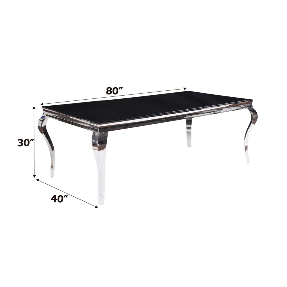 Fabiola - Dining Table - Black Glass Top & Stainless Steel