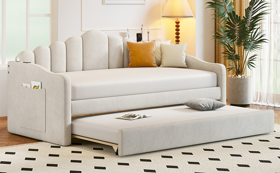 twin-size-velvet-upholstered-daybed-with-trundle-usb-charging-ports-beige-or-pink