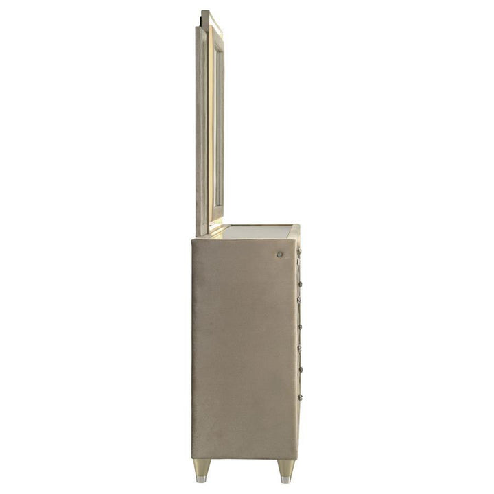 Lorient - 8-Drawer LED Dresser With Mirror - Ivory And Camel