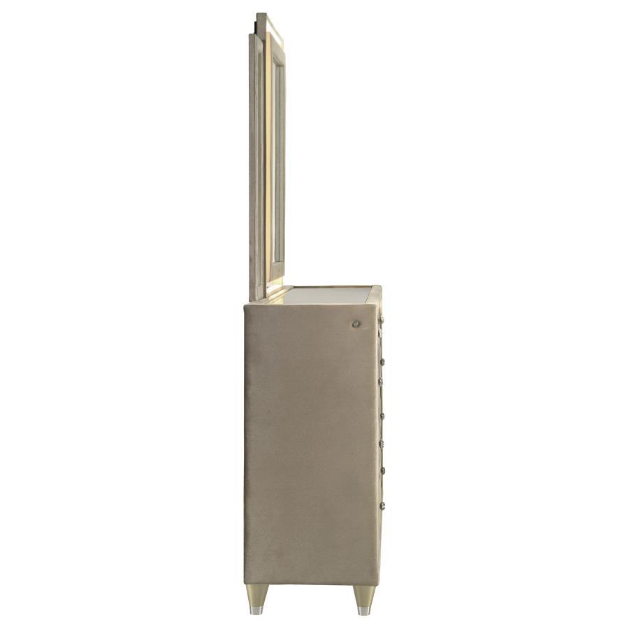 Lorient - 8-Drawer LED Dresser With Mirror - Ivory And Camel