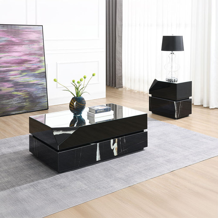 Drisana - Coffee Table - Black Mirrored