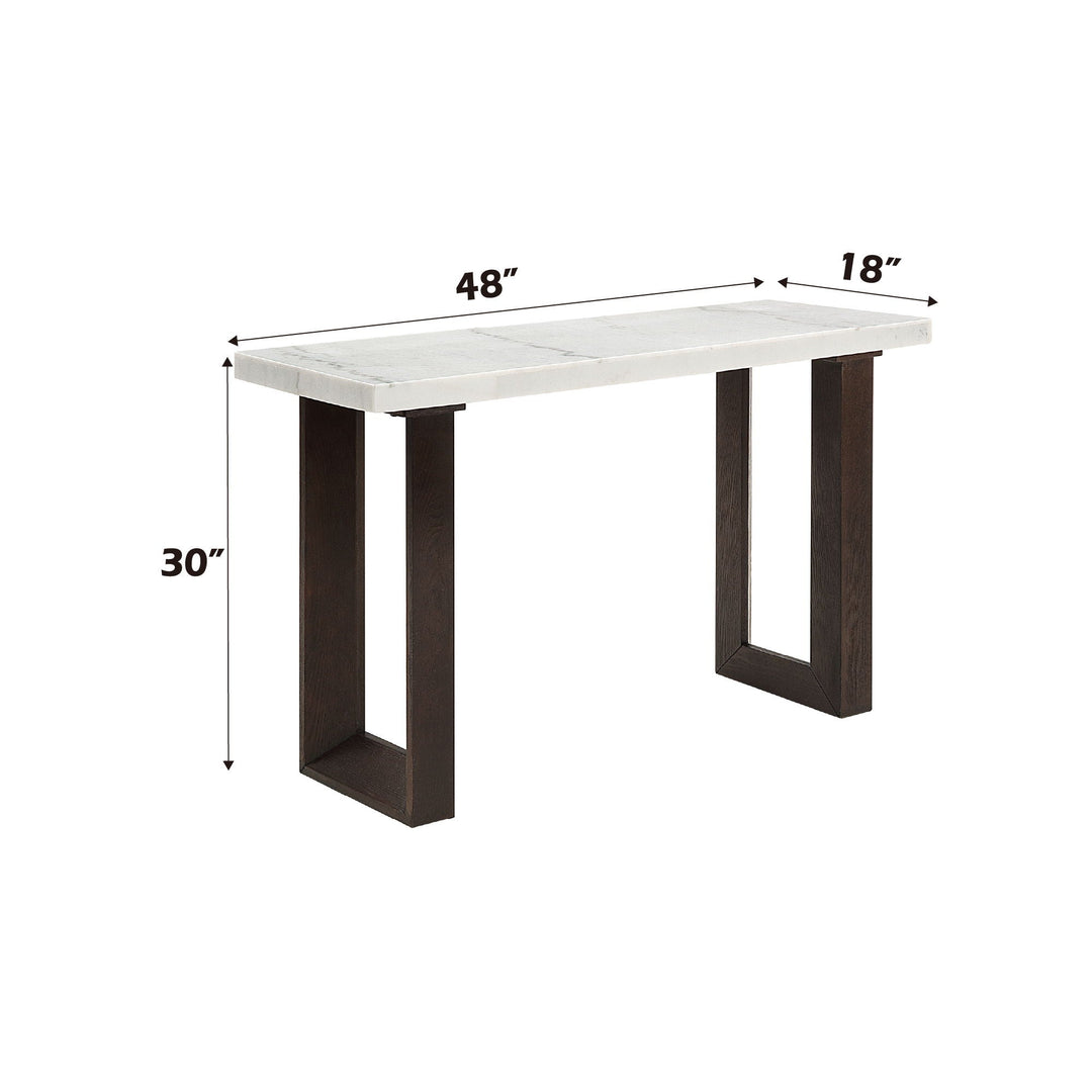 Edwyn - Natural Marble Top Sofa Table - White