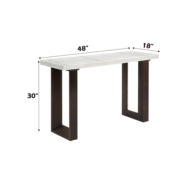 Edwyn - Natural Marble Top Sofa Table - White