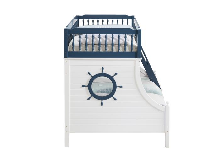 Farah - Twin Over Full Bunk Bed - Navy Blue & White