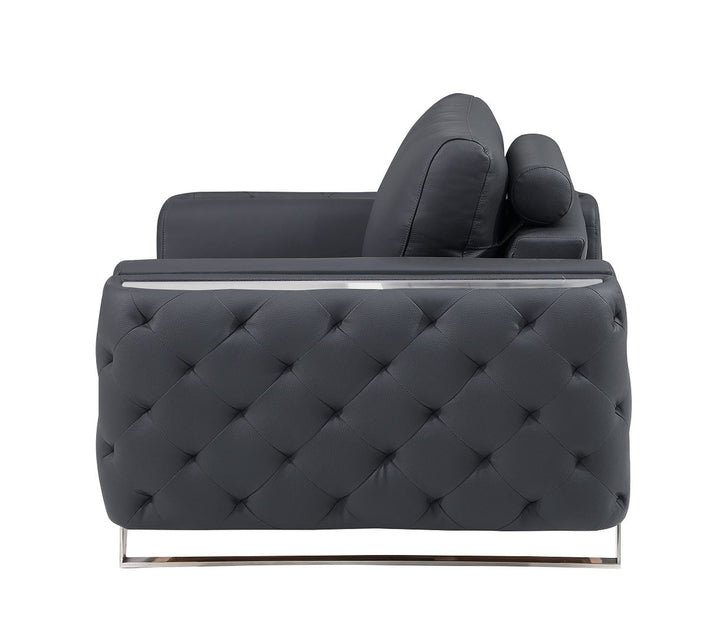 DivanItalia 1050 Loveseat in Top-Grain Italian Leather - Dark Gray