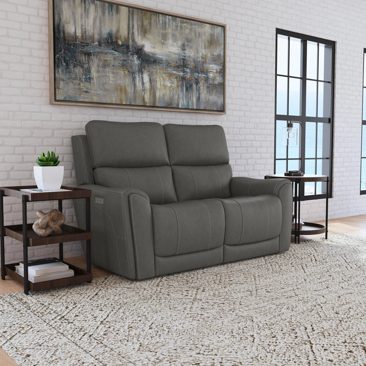 Carter Fabric Power Reclining Loveseat with Power Headrests &amp; Lumbar in Smoke