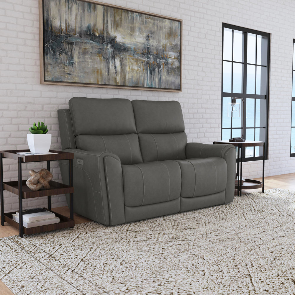 Carter Fabric Power Reclining Loveseat with Power Headrests & Lumbar in Smoke