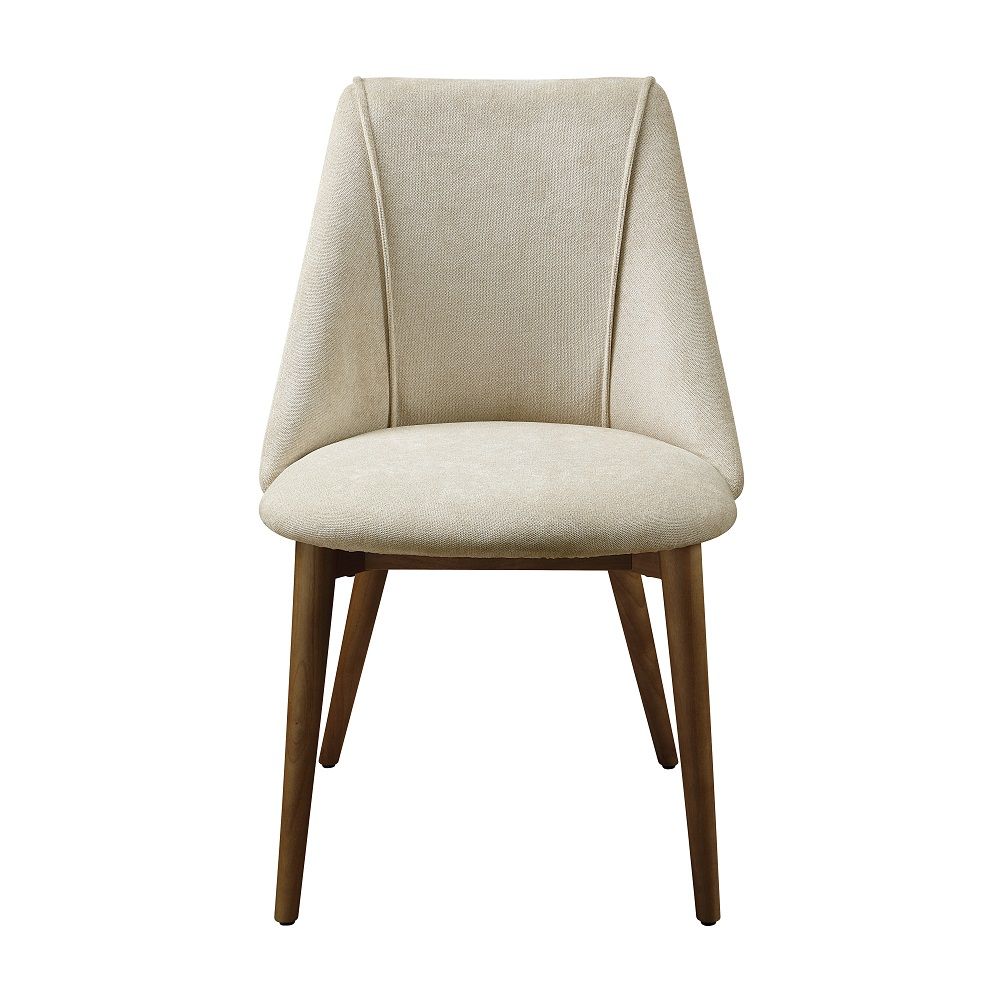 ACME Furniture Willene Side Chair Set of 2) Beige Fabric & Walnut