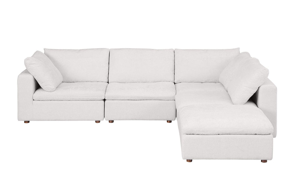 DivanItalia 1100 5-Piece Right Arm Facing 3-Seat Sectional – Top-Grain Italian Leather - Pearl