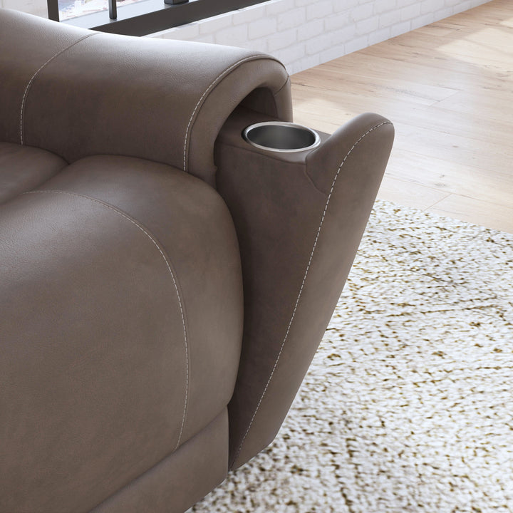 Carter Fabric Power Reclining Loveseat with Power Headrests &amp; Lumbar in Cappuccino