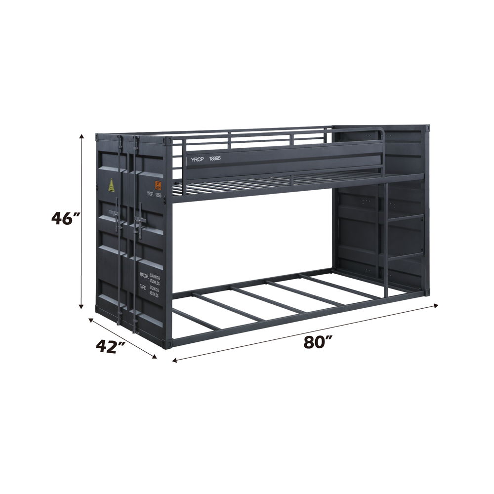 Cargo - Twin Over Twin Bunk Bed - Gunmetal