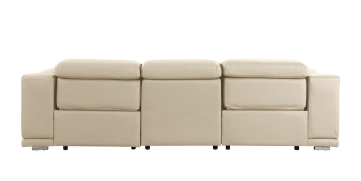 DivanItalia 9762 3-Piece Modular Power Reclining Sofa with 2 Power Recliners in Top Grain Italian Leather - Beige