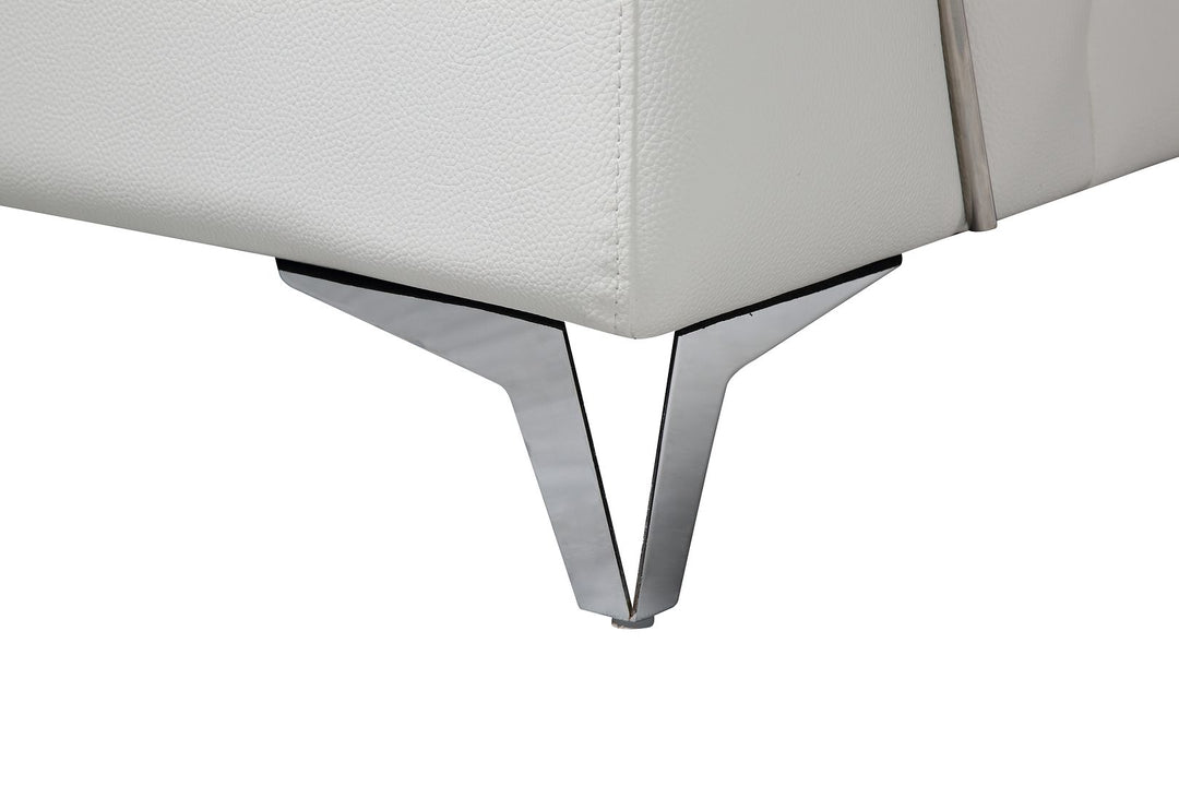 DivanItalia 727 Right Arm Facing Sectional with Adjustable Headrest in Top-Grain Italian Leather - White