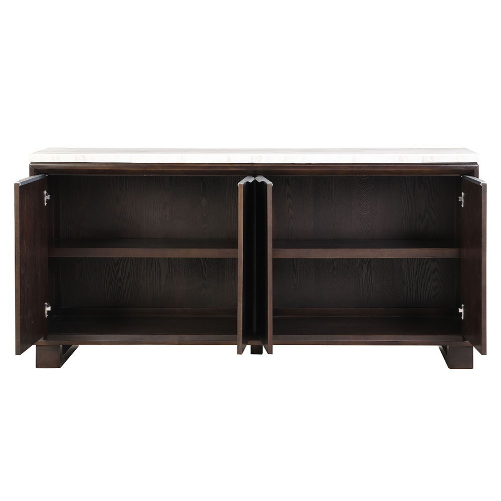 Edwyn - Server With Marble Top - Natural Marble Top & Espresso Finish