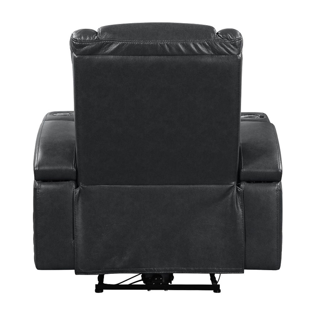 Alair - Power Motion Recliner With Bluetooth, Wireless Charger & Cupholder - Dark Gray Leather Aire
