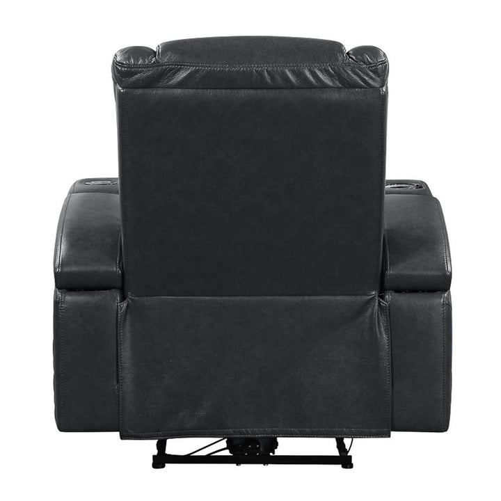 Alair - Power Motion Recliner With Bluetooth, Wireless Charger & Cupholder - Dark Gray Leather Aire