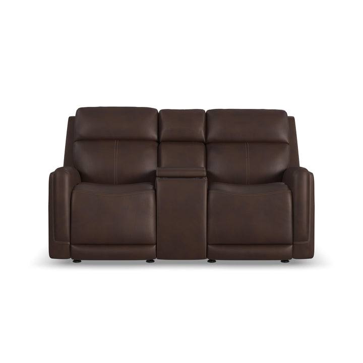 Flexsteel 1158-64GL-94671 Alister  Power Gliding Loveseat With Console, Power Headrests & Lumbar  Burnt Umber