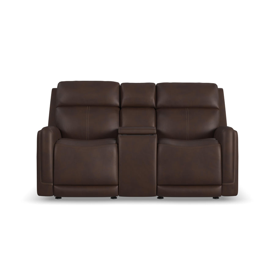Flexsteel 1158-64GL-94671 Alister  Power Gliding Loveseat With Console, Power Headrests & Lumbar  Burnt Umber