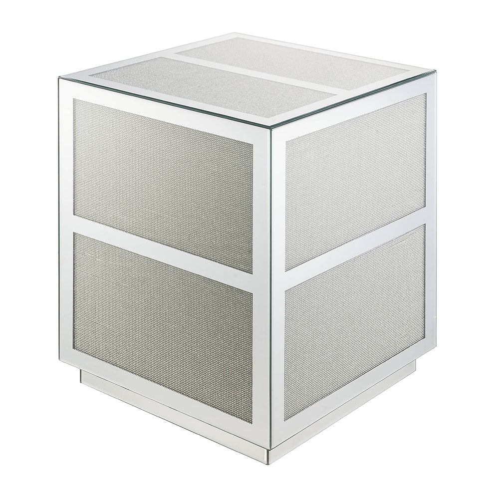 Noralie End Table - Mirrored & Faux Diamonds