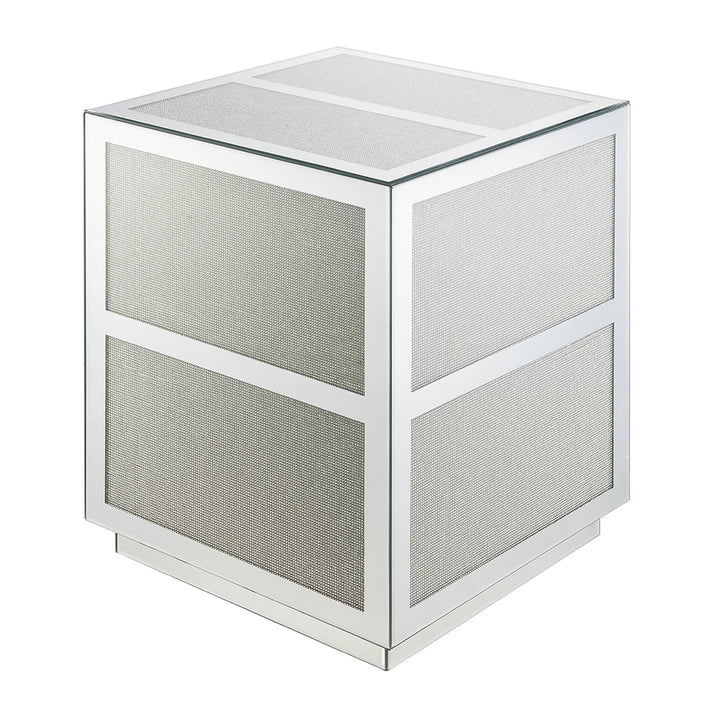 Noralie End Table - Mirrored &amp; Faux Diamonds