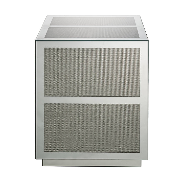 Noralie End Table - Mirrored &amp; Faux Diamonds