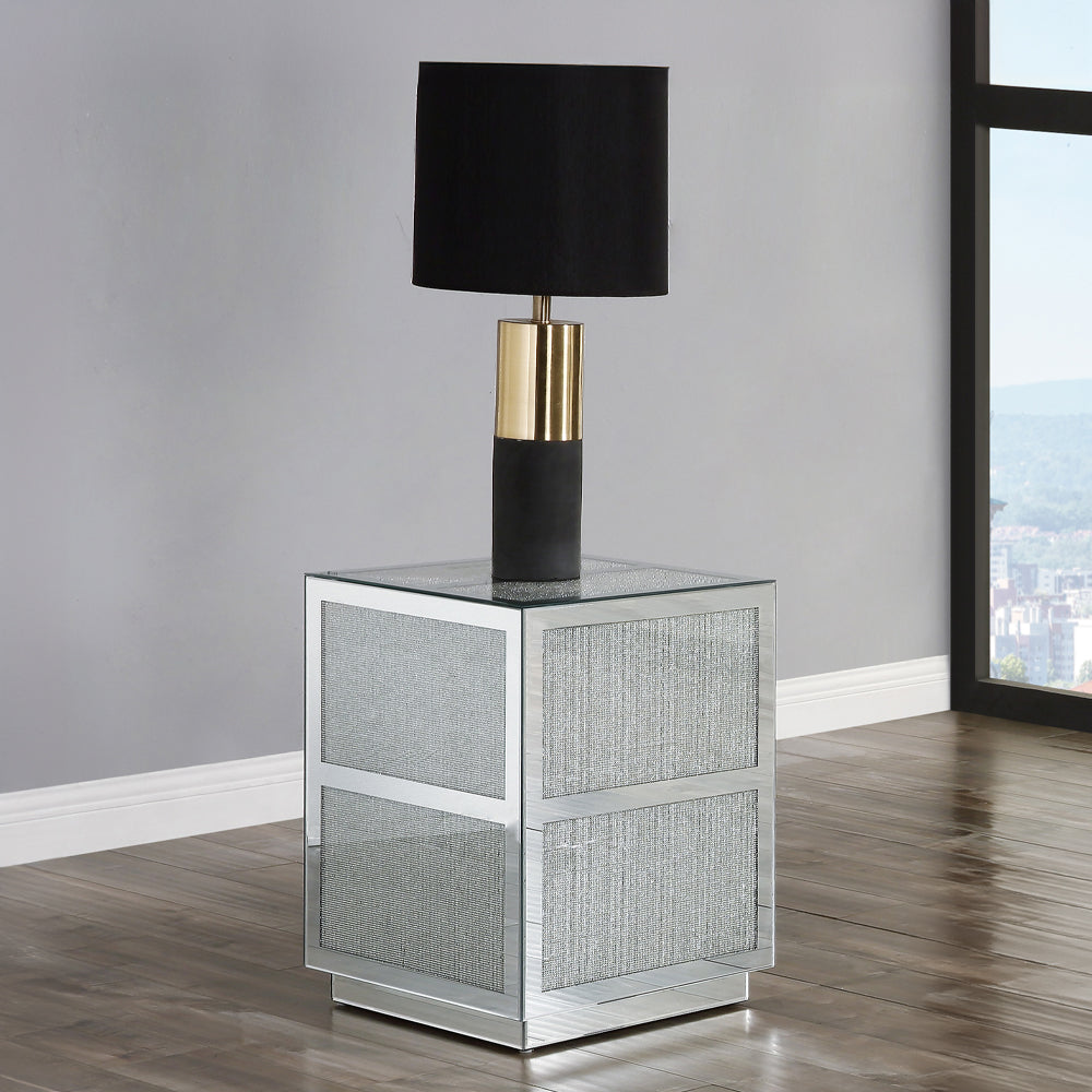 Noralie End Table - Mirrored & Faux Diamonds