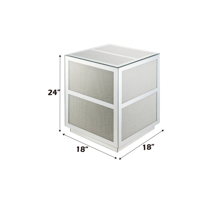 Noralie End Table - Mirrored &amp; Faux Diamonds