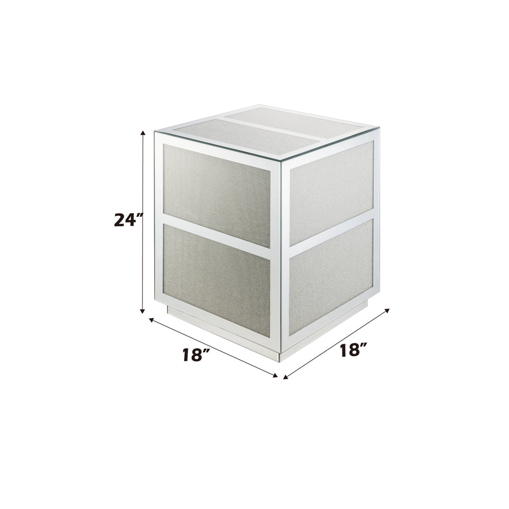 Noralie End Table - Mirrored & Faux Diamonds